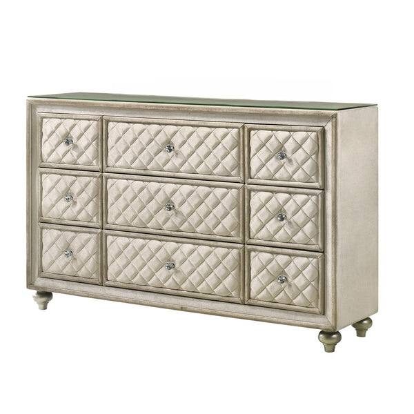 ACME Lucienne Beige Velvet Dresser Model BD02338