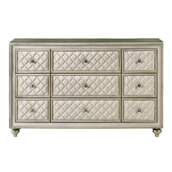 ACME Lucienne Beige Velvet Dresser Model BD02338