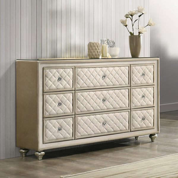 ACME Lucienne Beige Velvet Dresser Model BD02338