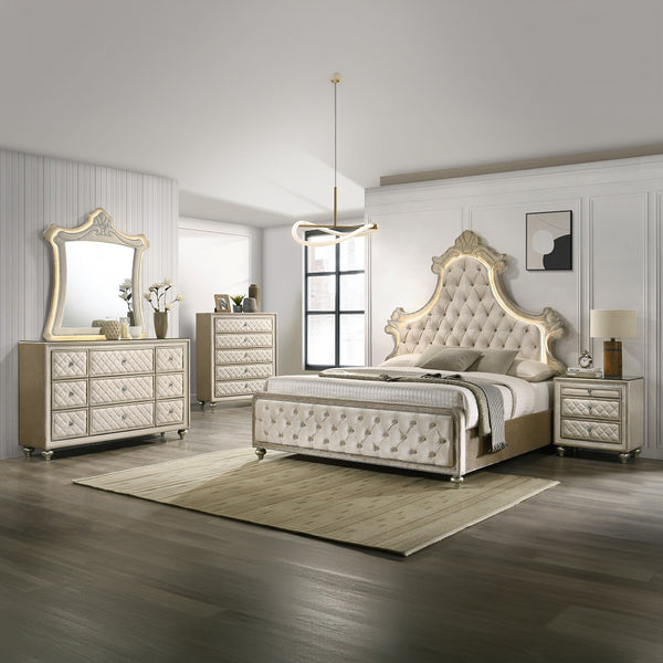 ACME Lucienne Beige Velvet Dresser Model BD02338