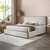 ACME Kaleea Beige Chenille & Walnut Queen Bed Model BD02468Q