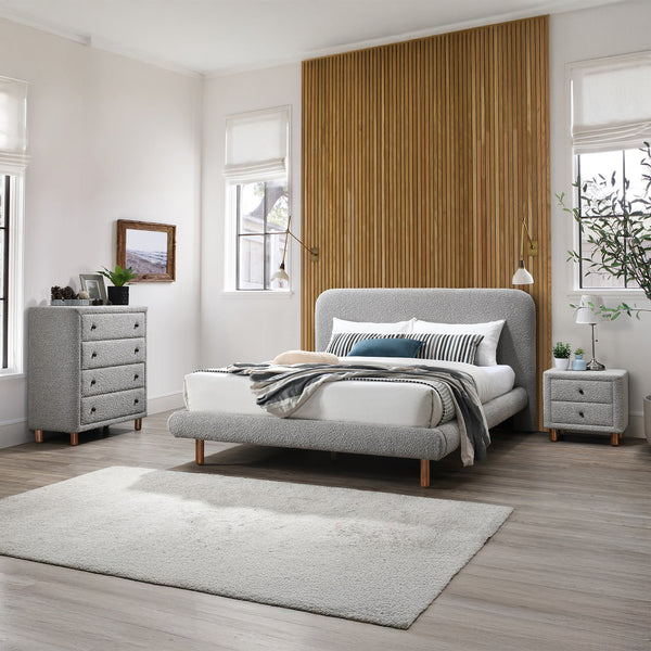 ACME Cleo Gray Boucle Queen Bed Model BD02472Q