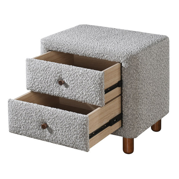 ACME Cleo Gray Boucle Nightstand Model BD02473