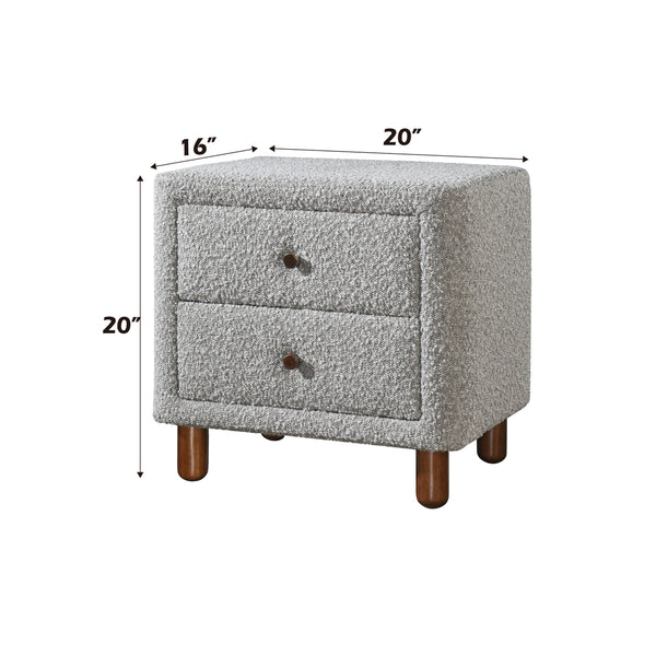 ACME Cleo Gray Boucle Nightstand Model BD02473