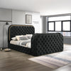 ACME Kana Black Upholstery Velvet Eastern King Bed with LED Fireplace & TV Cabinet Model BD03121EK
