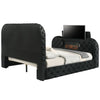 ACME Kana Black Upholstery Velvet Eastern King Bed with LED Fireplace & TV Cabinet Model BD03121EK