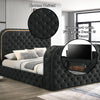 ACME Kana Black Upholstery Velvet Eastern King Bed with LED Fireplace & TV Cabinet Model BD03121EK
