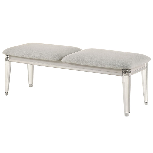 ACME Laveda Light Gray Boucle & Pearl White Bench Model BD03797