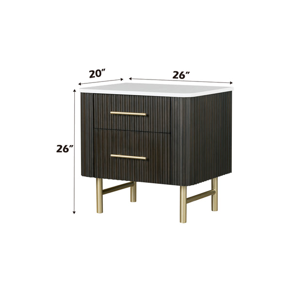 ACME Clayten Engineering Marble Top & Espresso Nightstand with Marble Top Model BD04093