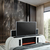 ACME Shelyn White Teddy Sherpa & Chrome EK Bed with LED TV Cabinet Fireplace & Bluetooth Model BD04751EK