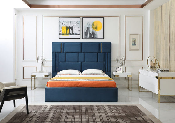 Modrest Adonis Modern Blue Fabric Bed Model VGVCBD096-19
