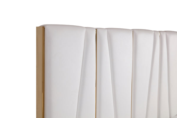 Modrest Nixa Modern White Bonded Leather & Gold Bed Model VGVCBD1909-WHT