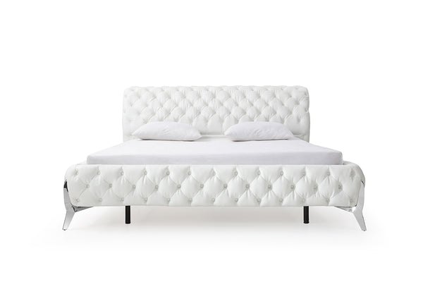 Eastern King Modrest Legend Modern White Bonded Leather Bed Model VGVCBD8111-WHT-EK