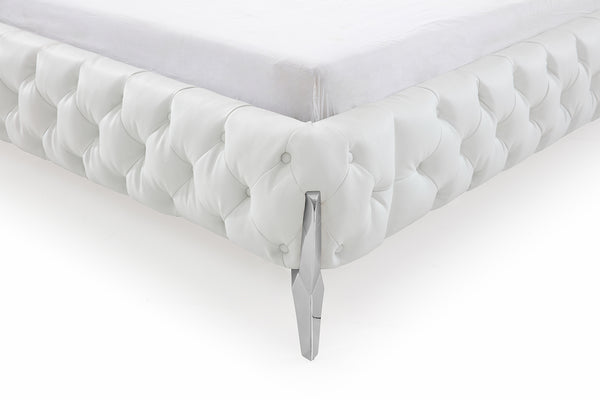 Eastern King Modrest Legend Modern White Bonded Leather Bed Model VGVCBD8111-WHT-EK