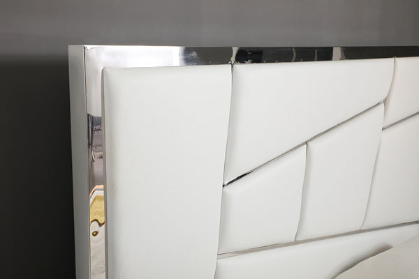 Modrest Chrysler Modern White Bonded Leather Bed Model VGVCBD8978-WHT