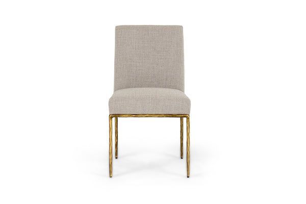 Modrest Beasley Modern Beige Linen & Brass Dining Chair Model VGMY-3756-BGE