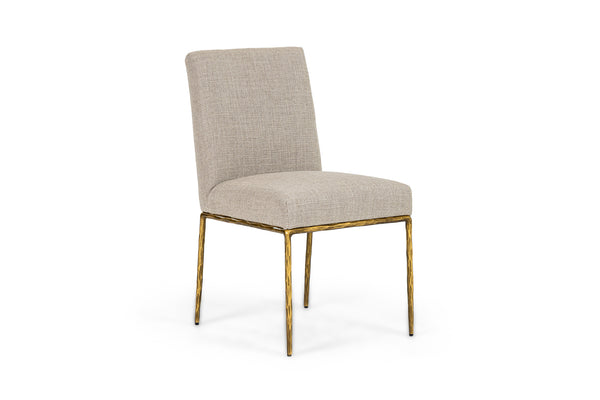 Modrest Beasley Modern Beige Linen & Brass Dining Chair Model VGMY-3756-BGE