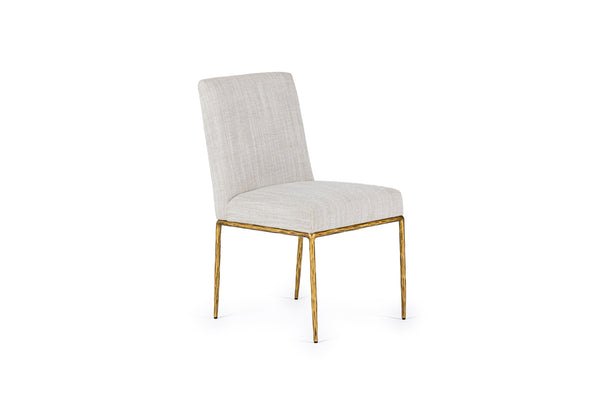 Modrest Beasley Modern Off White Linen & Brass Dining Chair Model VGMY-3756-WHT