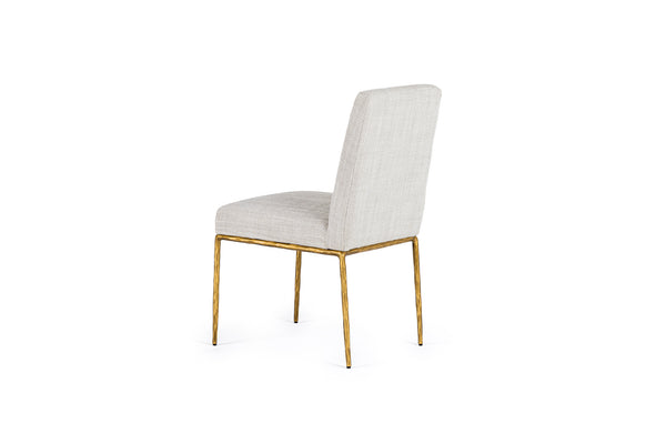 Modrest Beasley Modern Off White Linen & Brass Dining Chair Model VGMY-3756-WHT