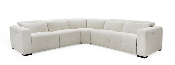 Divani Casa Beck Contemporary White Fabric Sectional Sofa With 3 Recliners Model VGKK-KM338H-W