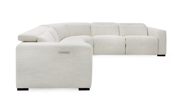 Divani Casa Beck Contemporary White Fabric Sectional Sofa With 3 Recliners Model VGKK-KM338H-W