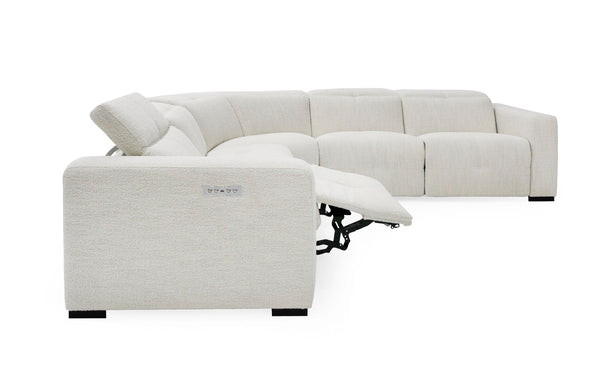 Divani Casa Beck Contemporary White Fabric Sectional Sofa With 3 Recliners Model VGKK-KM338H-W