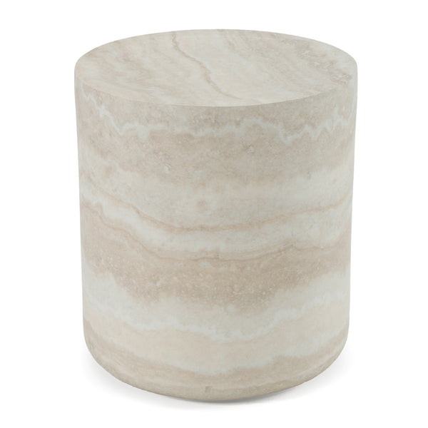 Modrest Benji Modern Faux Travertine Round End Table Model VGIP-ST901