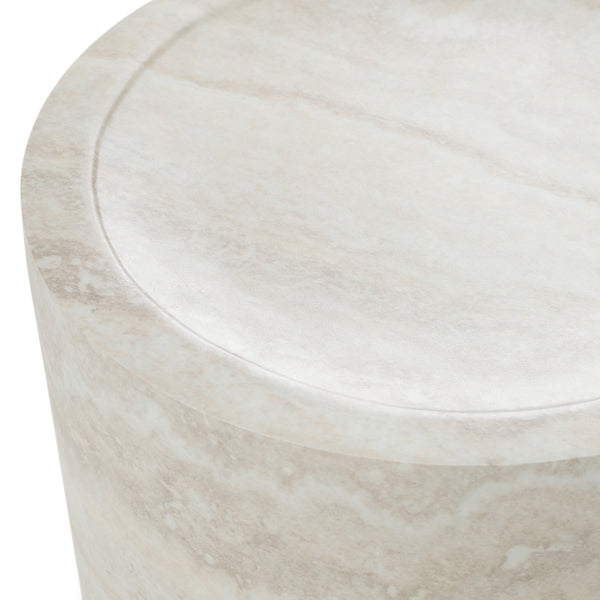 Modrest Benji Modern Faux Travertine Round End Table Model VGIP-ST901