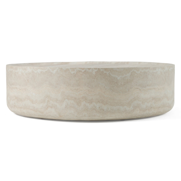 Modrest Benji Modern Faux Travertine Round Large Coffee Table Model VGIP-ST903