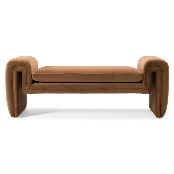 Divani Casa Bentley Modern Brown Velvet Bench Model VGAH-AG146-OT-BRN