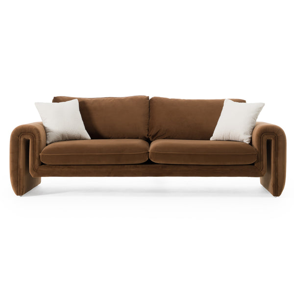 Divani Casa Bentley Modern Brown Velvet Sofa Model VGAH-AG146-3-BRN