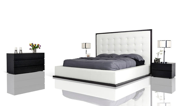 Queen Modrest Beth Modern Wenge With White Leatherette Bed Model VGBBBETH-Q