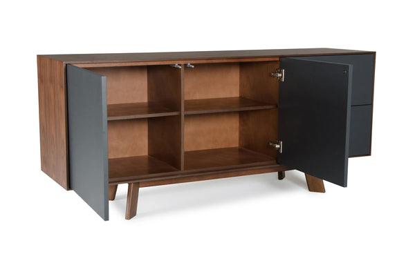 Modrest Weylyn Mid Century Charcoal Grey & Walnut Buffet Model VGMABH-374