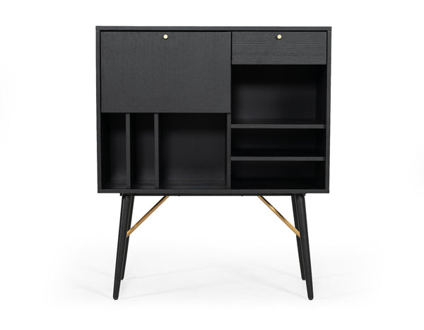 Billy Modern Black Oak & Gold Tall Buffet