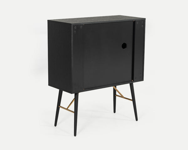 Billy Modern Black Oak & Gold Tall Buffet