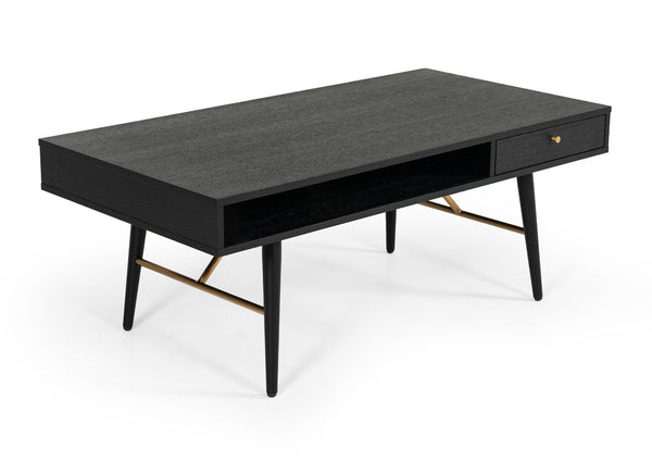 Modrest Billy Modern Black Oak & Gold Coffee Table Model VGDWJ5705