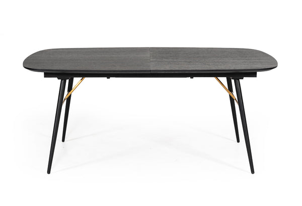 Modrest Billy Modern Black Oak & Gold Extendable Dining Table Model VGDWJ3498