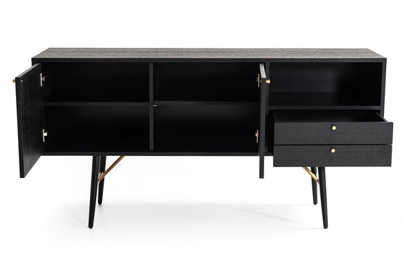 Billy Modern Black Oak & Gold Buffet