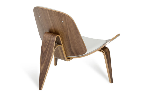 Modrest Warren Mid Century White & Walnut Accent Chair Model VGBNBLS-01WL-WHT