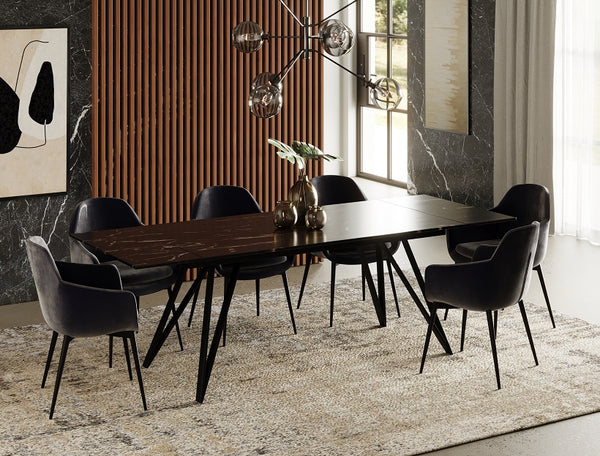 Modrest Bobby Modern Black Ceramic Extendable Dining Table Model VGYF-DT8936-BLK-DT