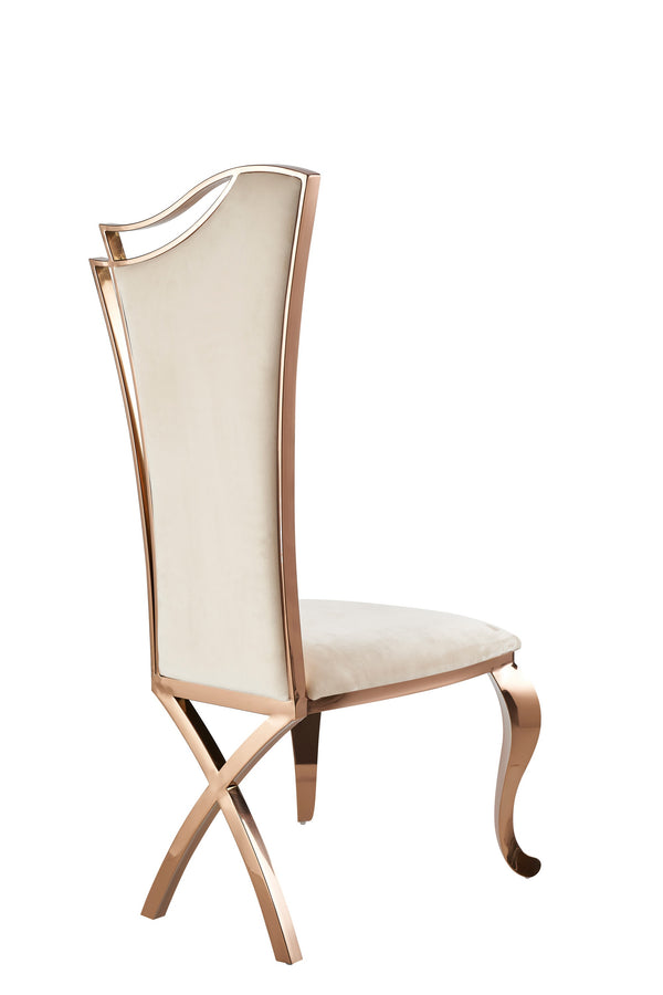 Modrest Bonnie Beige Velvet & Rose Gold Dining Chair (Set Of 2) Model VGZAY906-BEI-DC