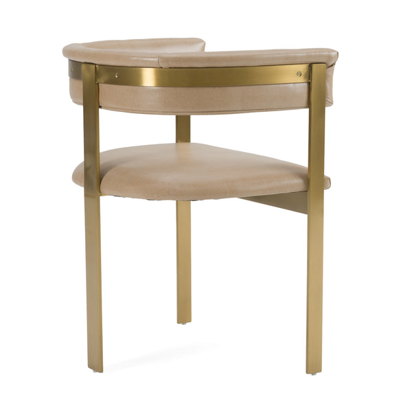 Boswell Modern Brown Faux Leather + Gold Dining Chair