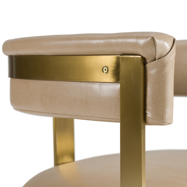 Boswell Modern Brown Faux Leather + Gold Dining Chair