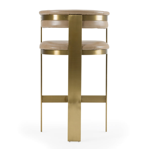 Modrest Boswell Modern Brown Faux Leather & Gold Barstool Model VGRH-RHS-BS-158-BRNGLD