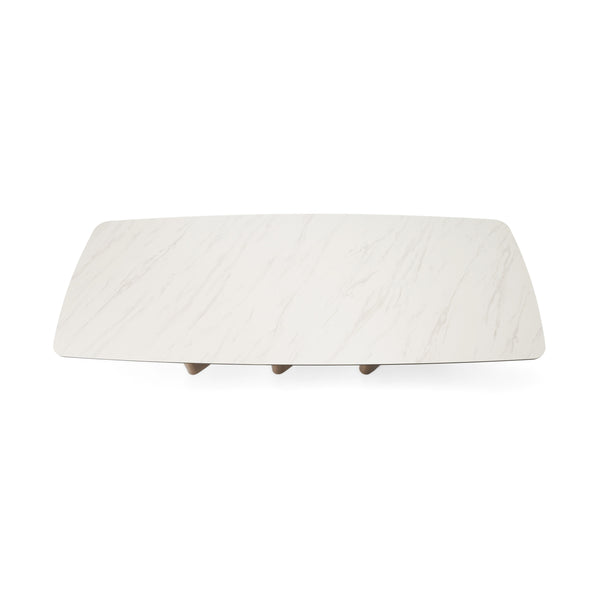 Modrest Bounty Modern White Ceramic & Antique Brass Dining Table Model VGFA-DT2015