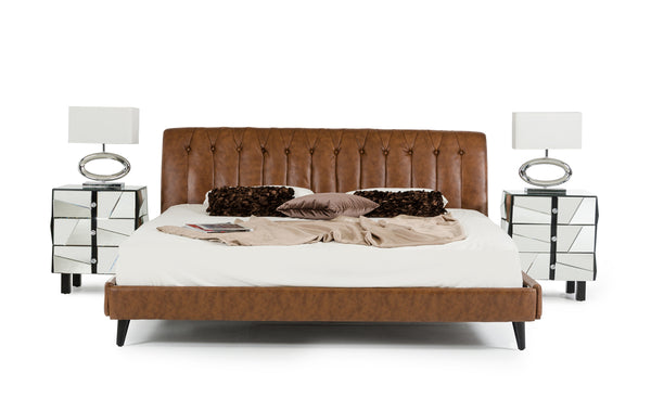 Modrest Bourbon Modern Brown Leather Bed Model VG2TBF-AU01-51