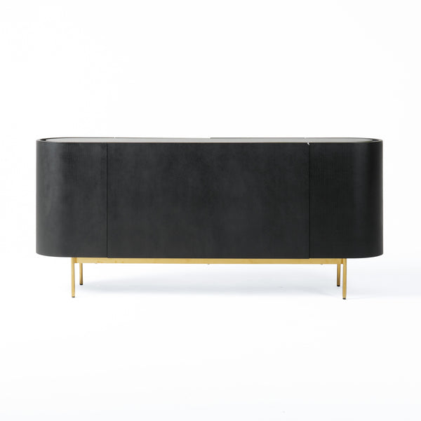 Bowie Mid-Century Modern Black Oak + Brass Buffet