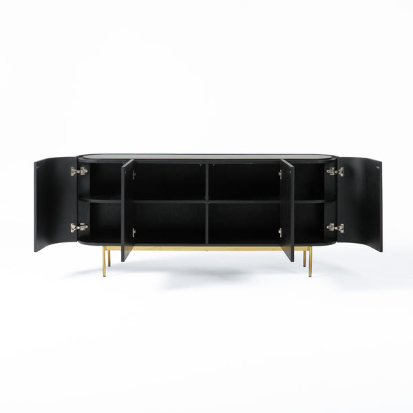 Bowie Mid-Century Modern Black Oak + Brass Buffet