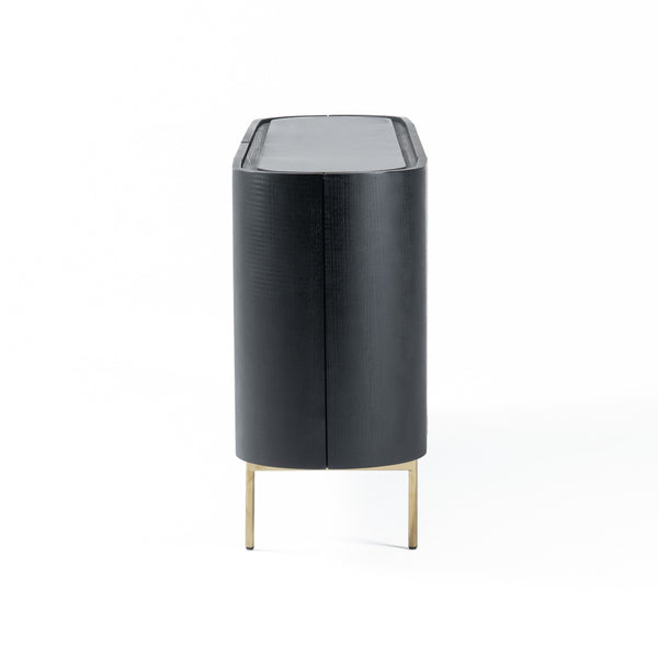 Bowie Mid-Century Modern Black Oak + Brass Buffet