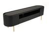 Bowie Mid-Century Modern Black Oak + Brass TV Stand